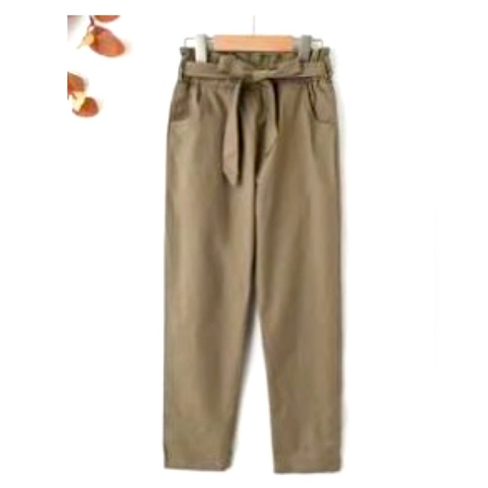 Girls paper bag waist belted pants 150